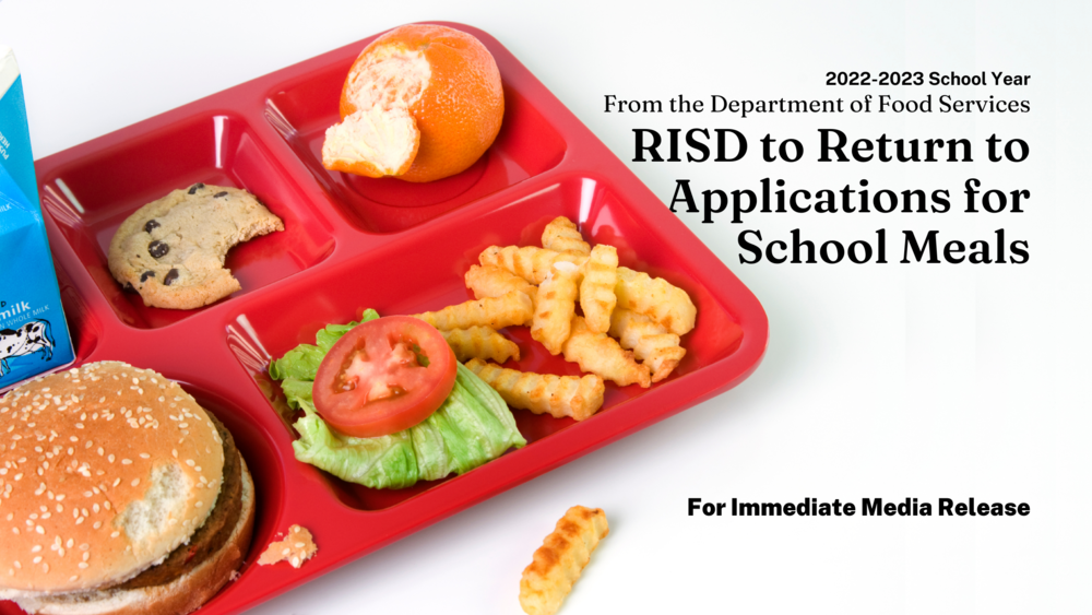 school lunch tray with title graphics