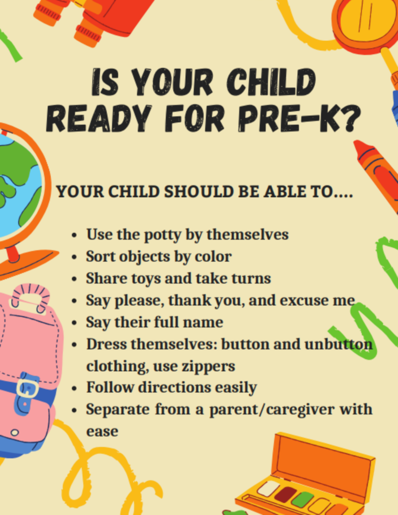 Is your child ready for Pre-K? checklist