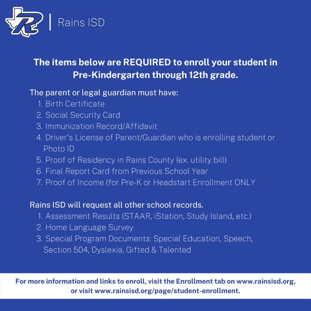 Enrollment requirements found on rainsisd.org/page/student-enrollment