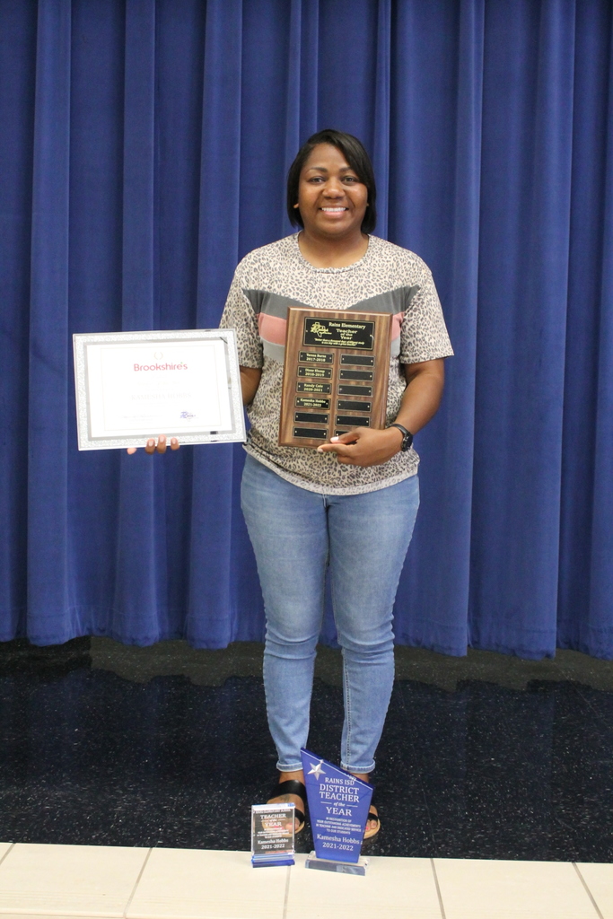 District Teacher of the Year, Kamesha Hobbs with her awards.